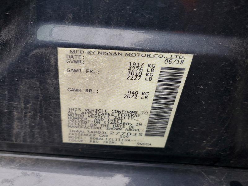 75452215 :رقم المزاد ، 1N4AL3AP0JC277035 vin ، 2018 Nissan Altima مزاد بيع