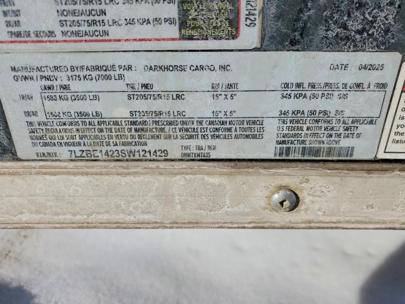 74054935 :رقم المزاد ، 7LZBE1423SW121429 vin ، 2025 Darkhorse Cargo Unknown مزاد بيع