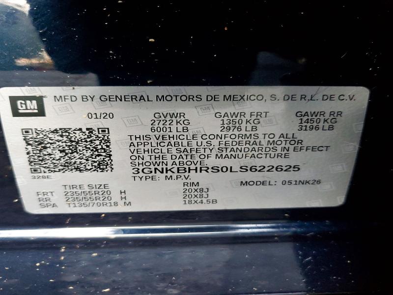 2020 Chevrolet Blazer მანქანა იყიდება აუქციონზე, vin: 3GNKBHRS0LS622625, აუქციონის ნომერი: 72217445