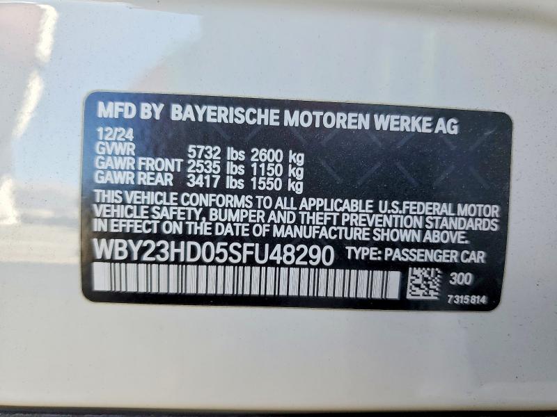 Продажа на аукционе авто 2025 Bmw I4, vin: WBY23HD05SFU48290, номер лота: 73688645