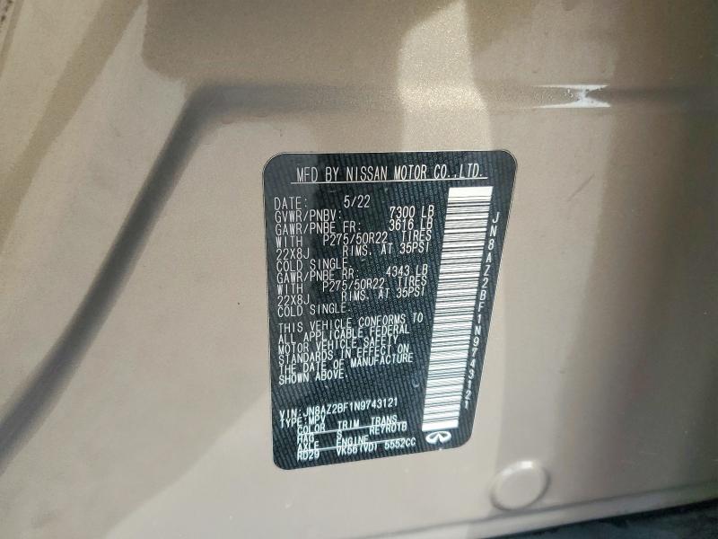 Продажа на аукционе авто 2022 Infiniti Qx80 Senso, vin: JN8AZ2BF1N9743121, номер лота: 99579045