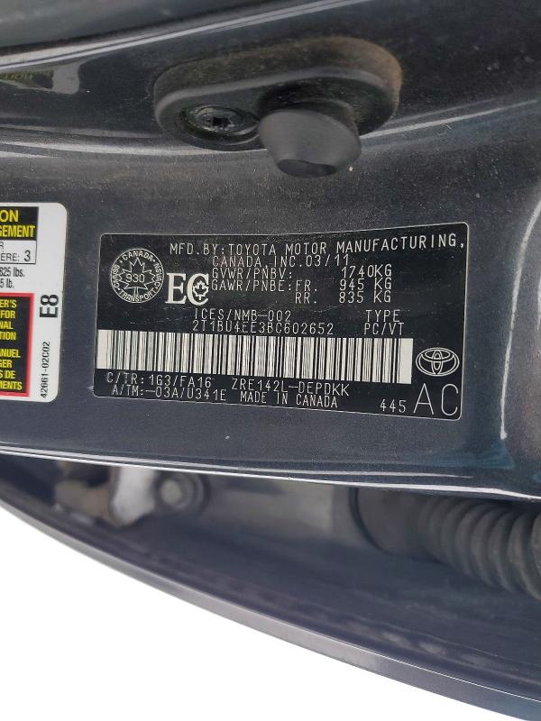 Auction sale of the 2011 Toyota Corolla, vin: 2T1BU4EE3BC602652, lot number: 72953085