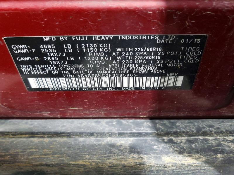 Продажа на аукционе авто 2015 Subaru Outback 2., vin: 4S4BSBNC0F3285965, номер лота: 73009525