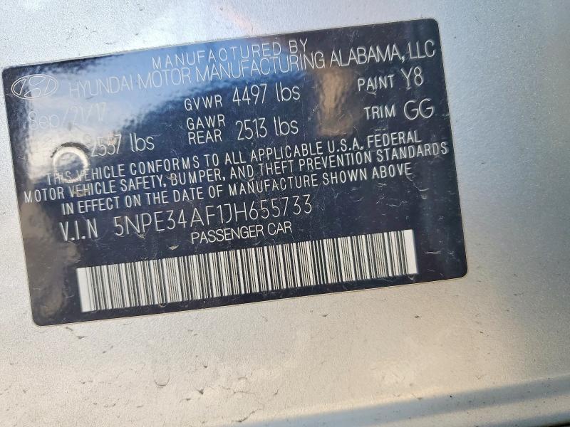 Продаж на аукціоні авто 2018 Hyundai Sonata, vin: 5NPE34AF1JH655733, номер лоту: 96984565