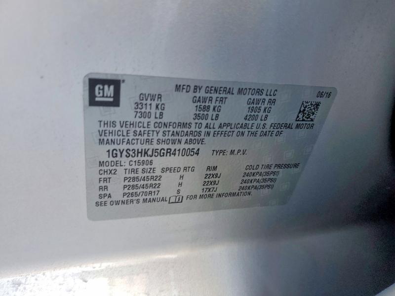 73595585 :رقم المزاد ، 1GYS3HKJ5GR410054 vin ، 2016 Cadillac Escalade مزاد بيع