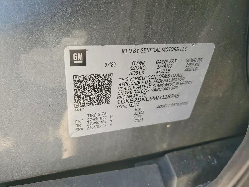 2021 Gmc Yukon მანქანა იყიდება აუქციონზე, vin: 1GKS2DKL5MR118245, აუქციონის ნომერი: 74775515