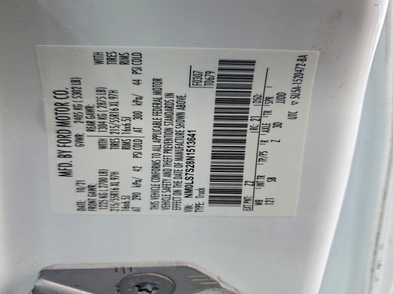 75215075 :رقم المزاد ، NM0LS7S28N1513641 vin ، 2022 Ford Transit Co مزاد بيع
