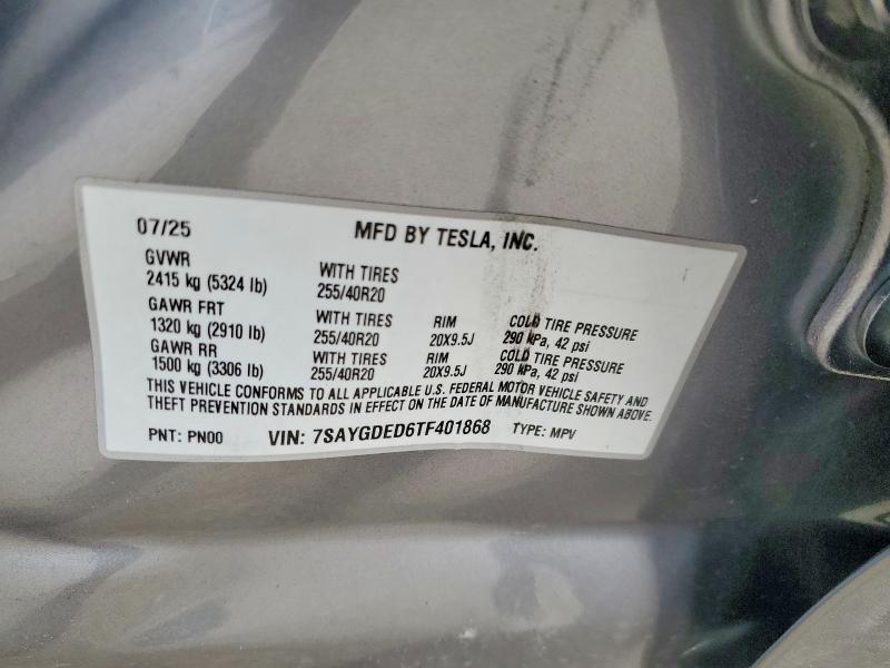 Продажа на аукционе авто 2026 Tesla Model Y, vin: 7SAYGDED6TF401868, номер лота: 74020365