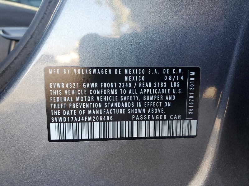 Продажа на аукционе авто 2015 Volkswagen Jetta, vin: 3VWD17AJ4FM206486, номер лота: 73241415