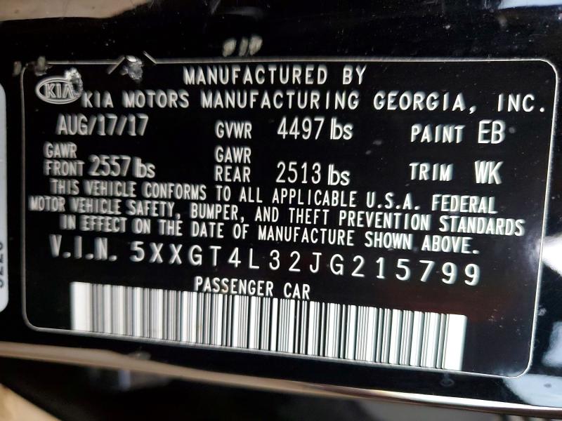 2018 Kia Optima მანქანა იყიდება აუქციონზე, vin: 5XXGT4L32JG215799, აუქციონის ნომერი: 98379275