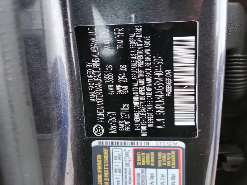 98411495 :رقم المزاد ، 5NPLM4AG3MH044507 vin ، 2021 Hyundai Elantra مزاد بيع