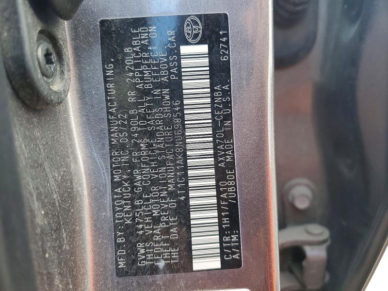 Aukcja sprzedaży 2022 Toyota Camry, vin: 4T1C11AK8NU698546, numer aukcji: 73300085