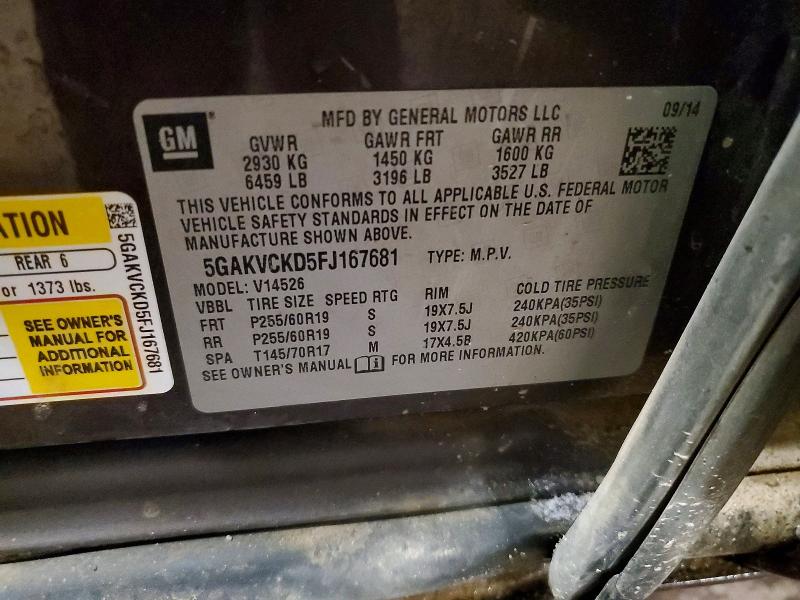 Продаж на аукціоні авто 2015 Buick Enclave, vin: 5GAKVCKD5FJ167681, номер лоту: 97890425
