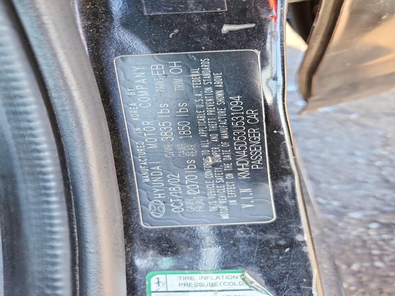 74340355 :رقم المزاد ، KMHDN45D53U531094 vin ، 2003 Hyundai Elantra مزاد بيع