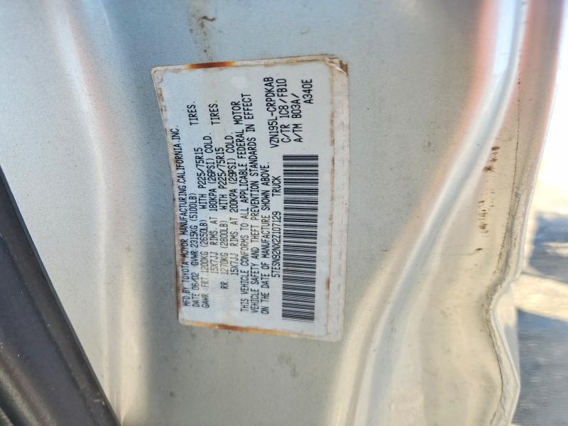 Aukcja sprzedaży 2002 Toyota Tacoma Xtr, vin: 5TESN92NX2Z107129, numer aukcji: 73090865