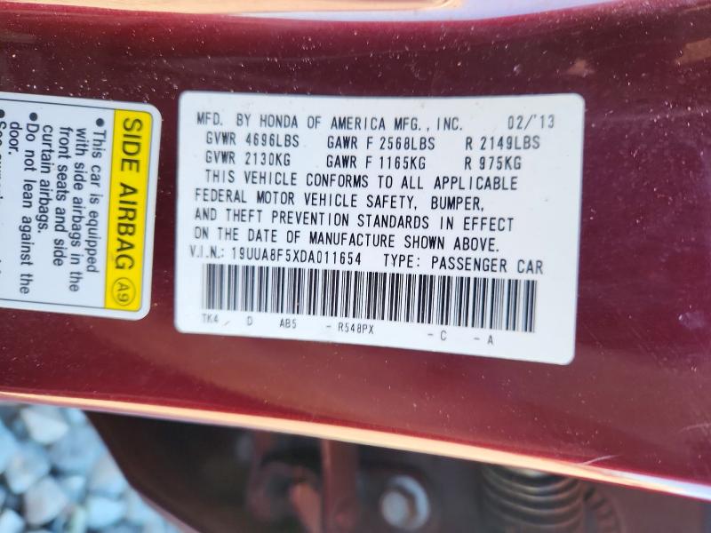73880275 :رقم المزاد ، 19UUA8F5XDA011654 vin ، 2013 Acura Tl مزاد بيع