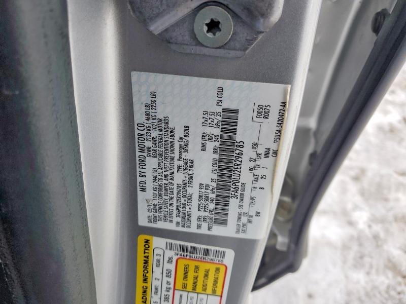 2014 Ford Fusion მანქანა იყიდება აუქციონზე, vin: 3FA6P0LU2ER296785, აუქციონის ნომერი: 73652825