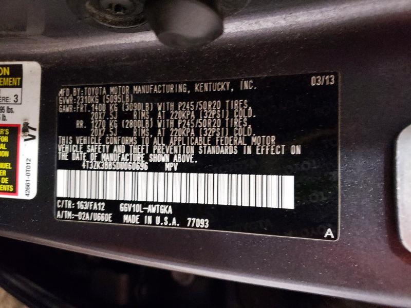 Aukcja sprzedaży 2013 Toyota Venza, vin: 4T3ZK3BB5DU060696, numer aukcji: 74229615