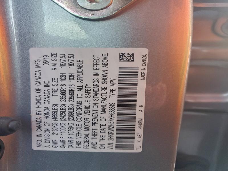 Aukcja sprzedaży 2019 Honda Cr-v, vin: 2HKRW2H57KH638849, numer aukcji: 97410505