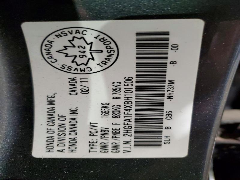 Aukcja sprzedaży 2011 Honda Civic, vin: 2HGFA1F4XBH101506, numer aukcji: 75066235