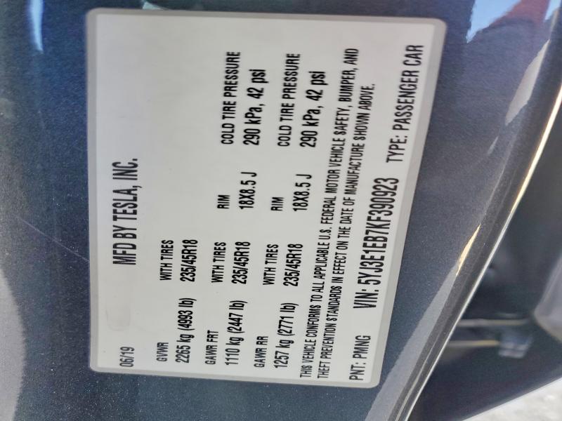 Aukcja sprzedaży 2019 Tesla Model 3, vin: 5YJ3E1EB7KF390923, numer aukcji: 99740435