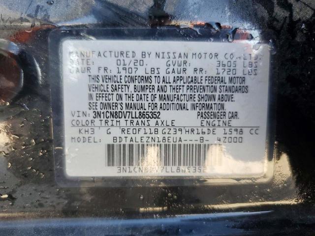 2020 Nissan Versa S მანქანა იყიდება აუქციონზე, vin: 3N1CN8DV7LL865352, აუქციონის ნომერი: 73517435