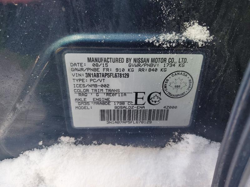 2015 Nissan Sentra მანქანა იყიდება აუქციონზე, vin: 3N1AB7AP5FL678129, აუქციონის ნომერი: 73903975