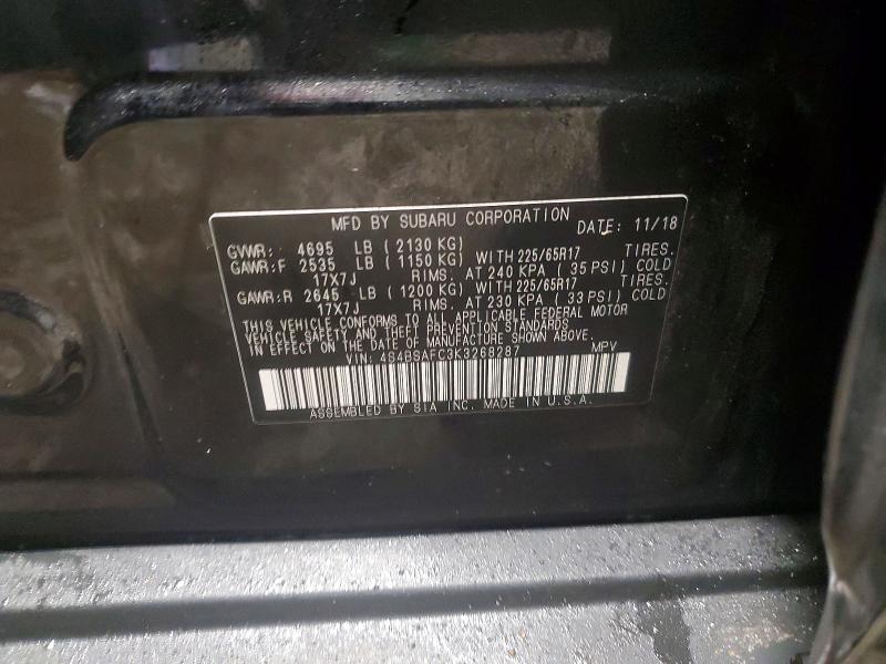 Aukcja sprzedaży 2019 Subaru Outback, vin: 4S4BSAFC3K3268287, numer aukcji: 99557305