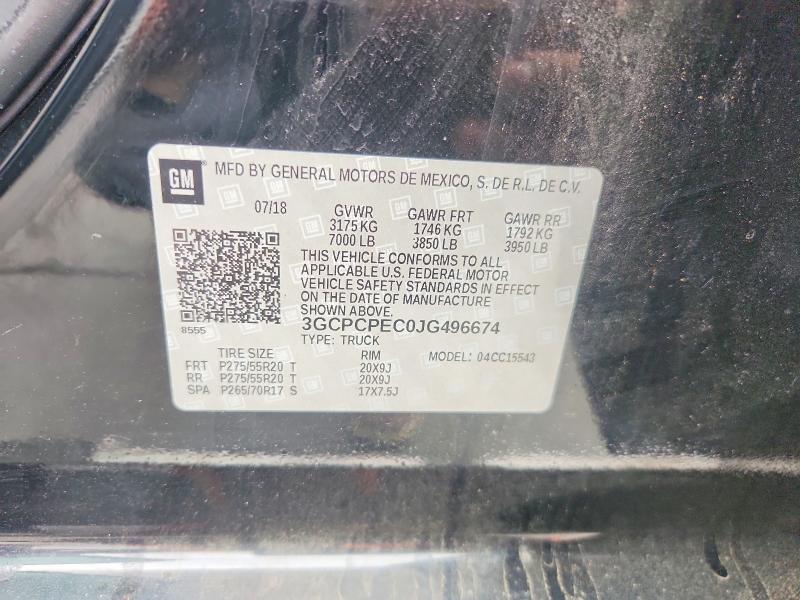 72930705 :رقم المزاد ، 3GCPCPEC0JG496674 vin ، 2018 Chevrolet Silverado مزاد بيع