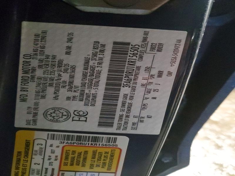 Aukcja sprzedaży 2019 Ford Fusion, vin: 3FA6P0RU1KR156505, numer aukcji: 73499255