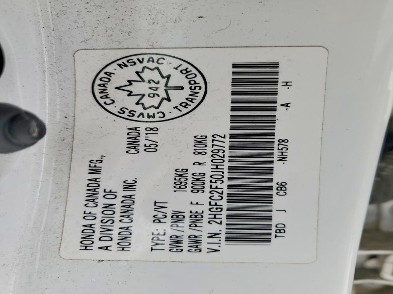 Aukcja sprzedaży 2018 Honda Civic, vin: 2HGFC2F50JH029772, numer aukcji: 73472105
