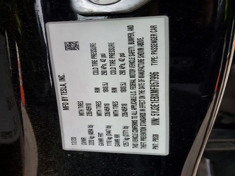 Продаж на аукціоні авто 2021 Tesla Model 3, vin: 5YJ3E1EBXMF857996, номер лоту: 95259745