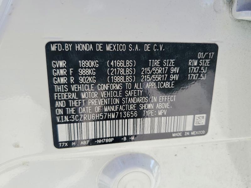 72700675 :رقم المزاد ، 3CZRU6H57HM713656 vin ، 2017 Honda Hr-v مزاد بيع