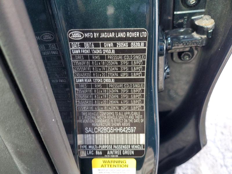 Продаж на аукціоні авто 2017 Land Rover Discovery, vin: SALCR2BG5HH642597, номер лоту: 73918815
