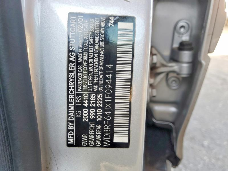 2001 Mercedes-benz C 320 მანქანა იყიდება აუქციონზე, vin: WDBRF64JX1F094414, აუქციონის ნომერი: 99893925