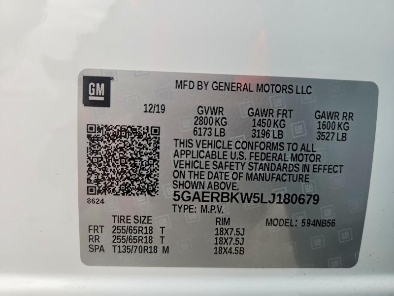 Продаж на аукціоні авто 2020 Buick Enclave, vin: 5GAERBKW5LJ180679, номер лоту: 73614885