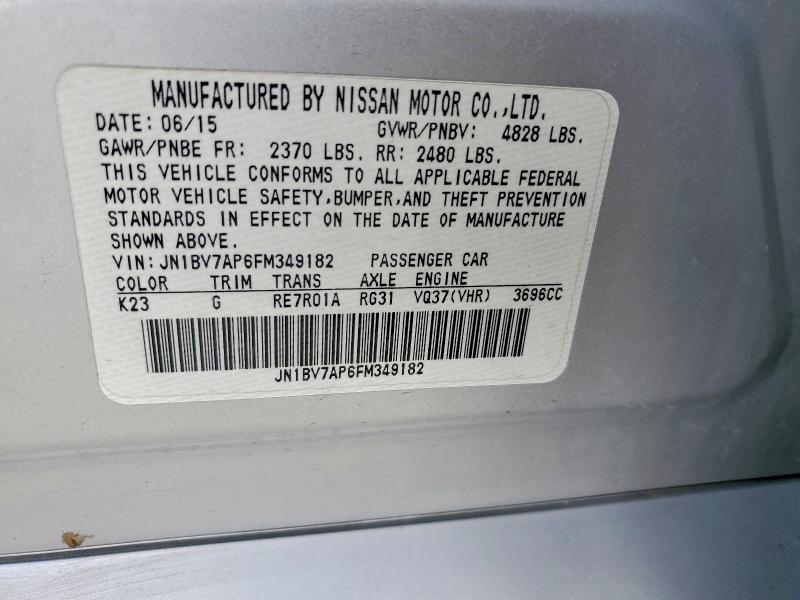Aukcja sprzedaży 2015 Infiniti Q50, vin: JN1BV7AP6FM349182, numer aukcji: 75009605