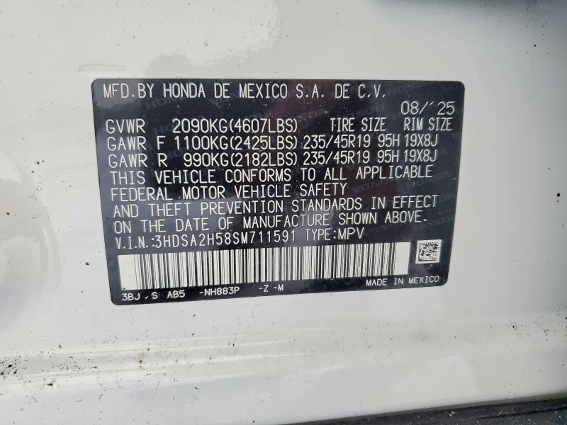 2025 Acura Adx მანქანა იყიდება აუქციონზე, vin: 3HDSA2H58SM711591, აუქციონის ნომერი: 98873015