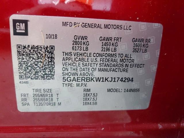 Продажа на аукционе авто 2019 Buick Enclave Es, vin: 5GAERBKW1KJ174294, номер лота: 72277835