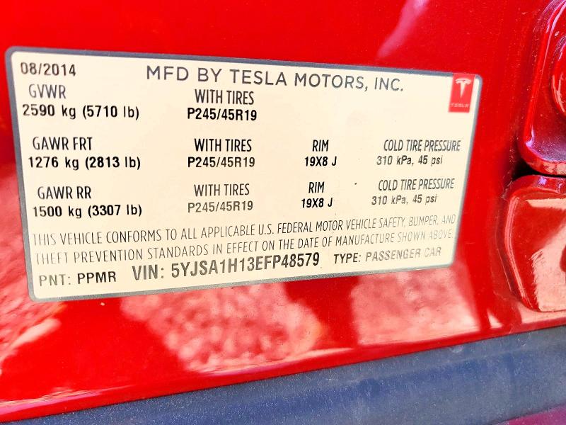 Продаж на аукціоні авто 2014 Tesla Model S, vin: 5YJSA1H13EFP48579, номер лоту: 75267215
