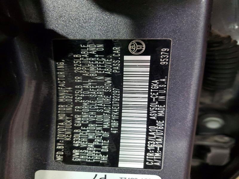 73525585 :رقم المزاد ، 4T1BF1FK4EU792297 vin ، 2014 Toyota Camry L مزاد بيع