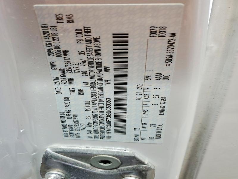 Aukcja sprzedaży 2016 Ford Escape, vin: 1FMCU0F73GUC50353, numer aukcji: 74649635