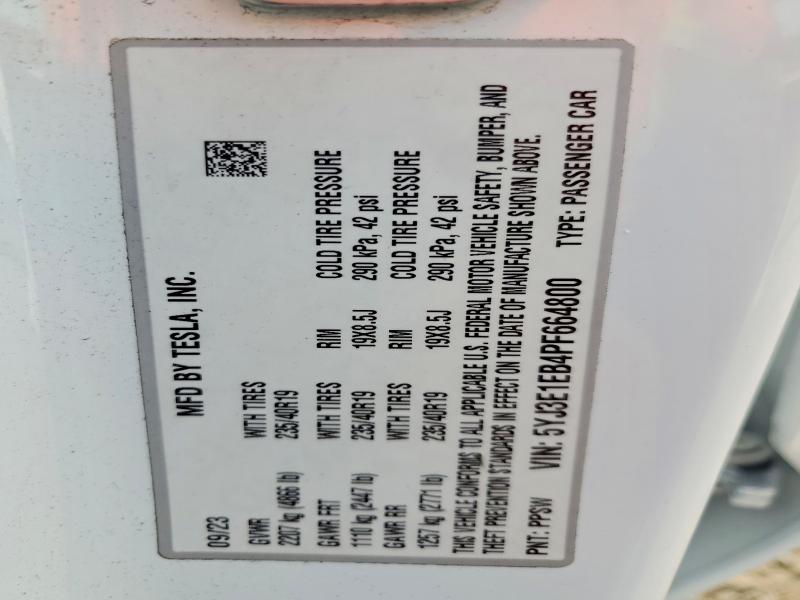 Продажа на аукционе авто 2023 Tesla Model 3, vin: 5YJ3E1EB4PF664800, номер лота: 74296495