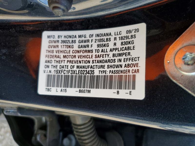 Aukcja sprzedaży 2020 Honda Civic Ex, vin: 19XFC1F3XLE023435, numer aukcji: 73255035