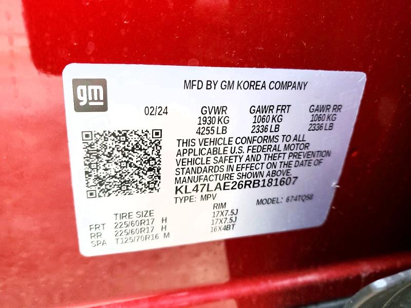 2024 Buick Envista მანქანა იყიდება აუქციონზე, vin: KL47LAE26RB181607, აუქციონის ნომერი: 97810135