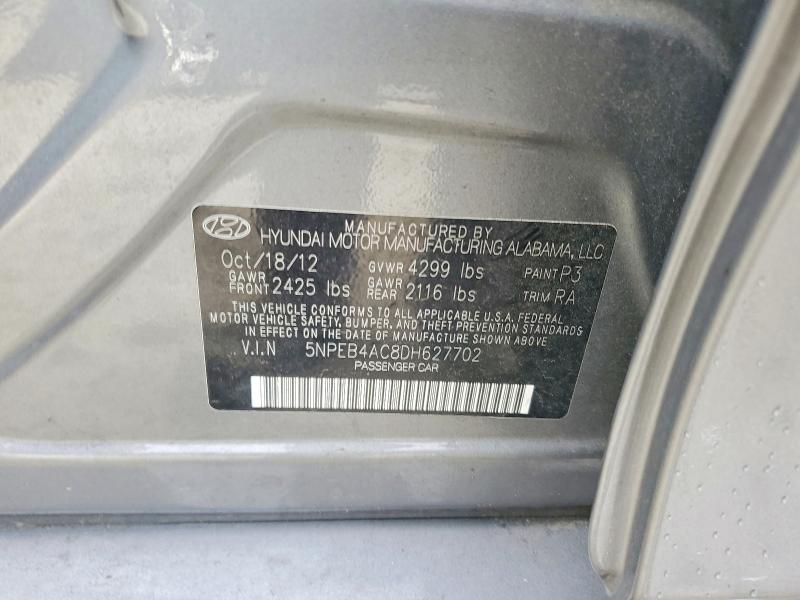 99931755 :رقم المزاد ، 5NPEB4AC8DH627702 vin ، 2013 Hyundai Sonata مزاد بيع