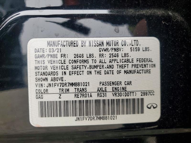 Продаж на аукціоні авто 2021 Infiniti Q50, vin: JN1FV7DR7MM881021, номер лоту: 74136765