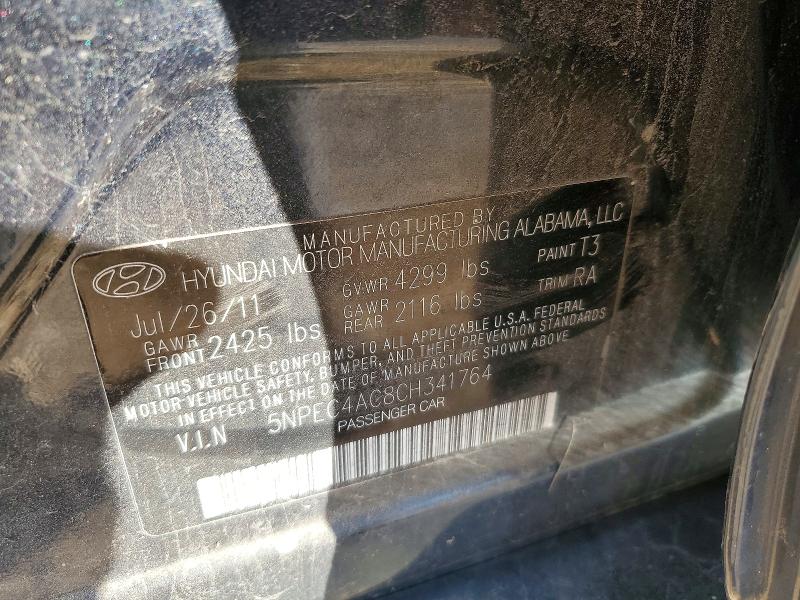 Aukcja sprzedaży 2012 Hyundai Sonata, vin: 5NPEC4AC8CH341764, numer aukcji: 73172095