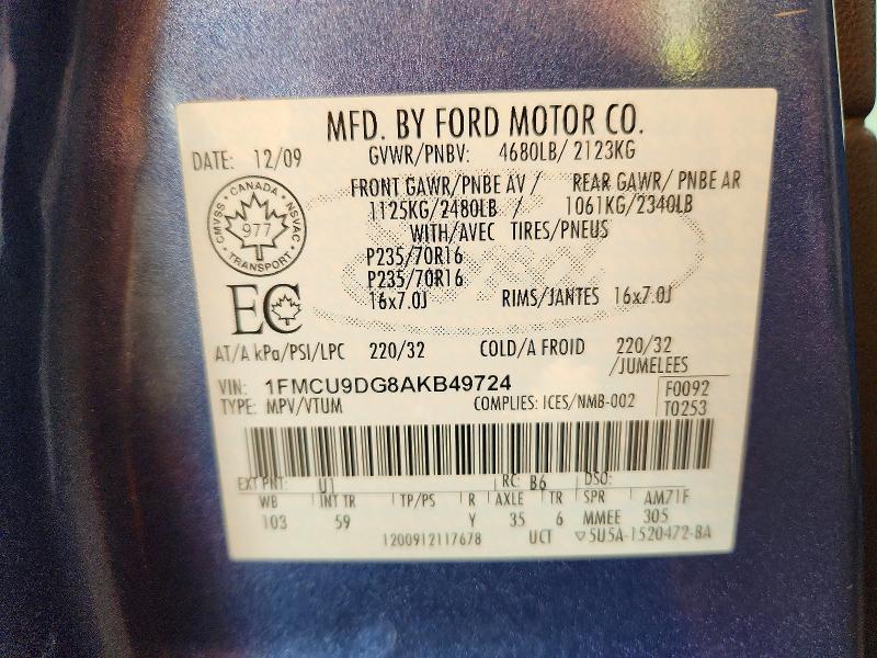Продаж на аукціоні авто 2010 Ford Escape, vin: 1FMCU9DG8AKB49724, номер лоту: 99654605