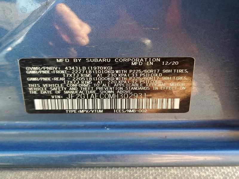 Aukcja sprzedaży 2021 Subaru Crosstrek, vin: JF2GTAEC0MH302931, numer aukcji: 72675645